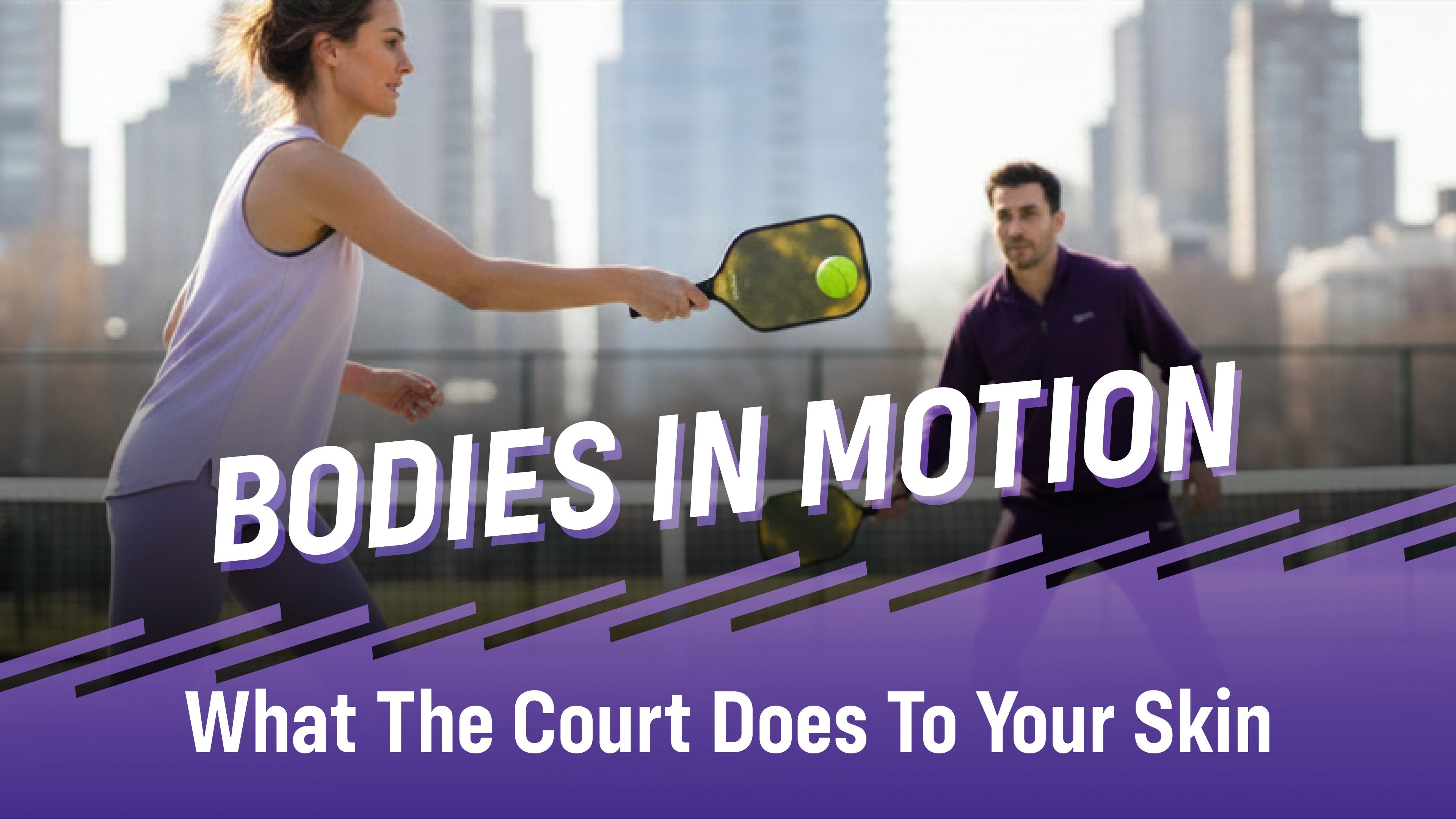 Bodies in Motion - pickleball players rallying on a city court